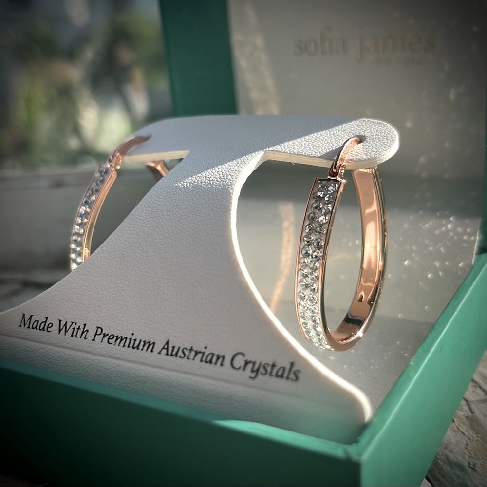 Sofia James — Rose-Gold Toned Hoop Earrings (NIB)